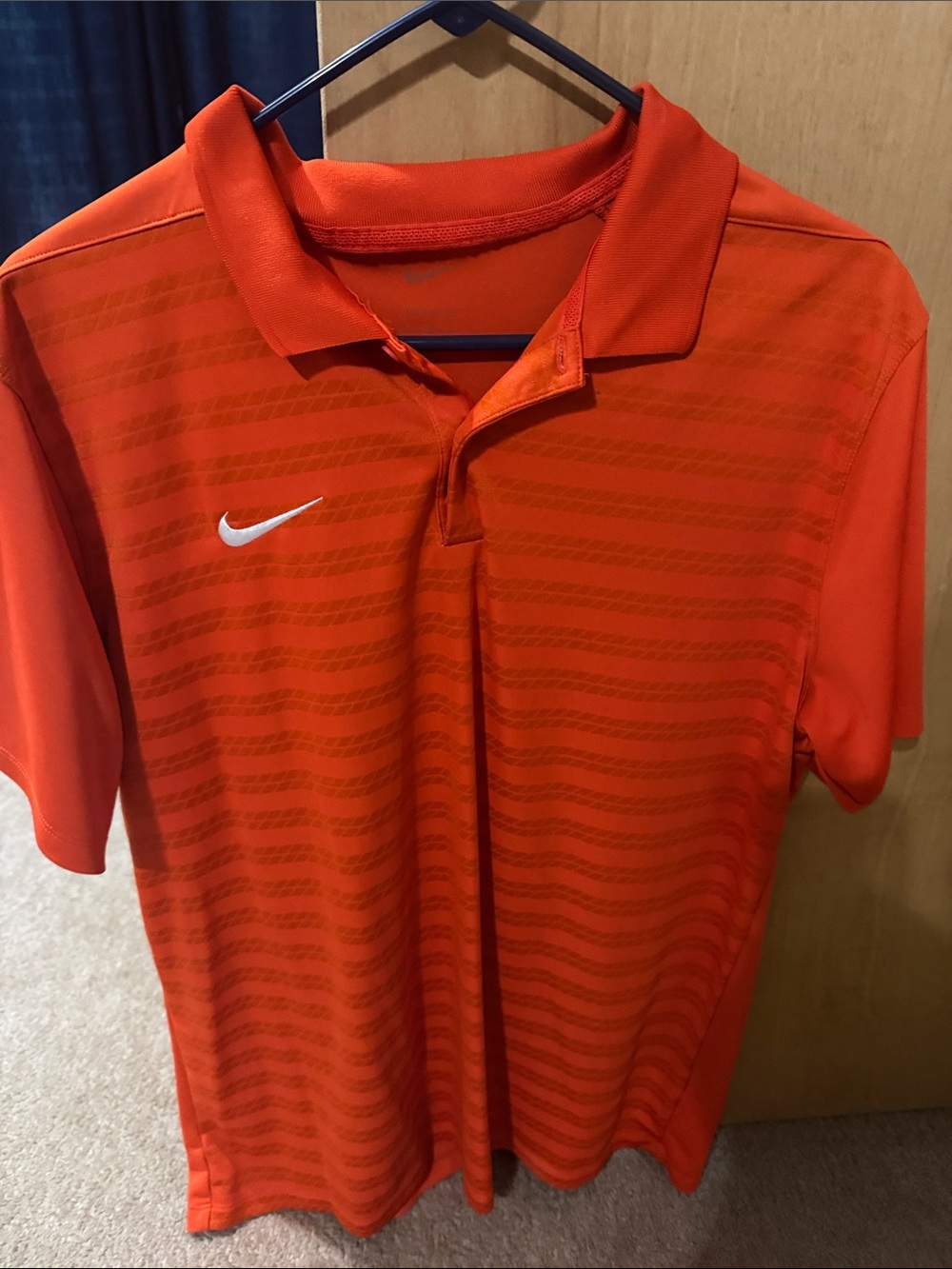 Nike Men’s Bright Orange Polo with Subtle Stripe